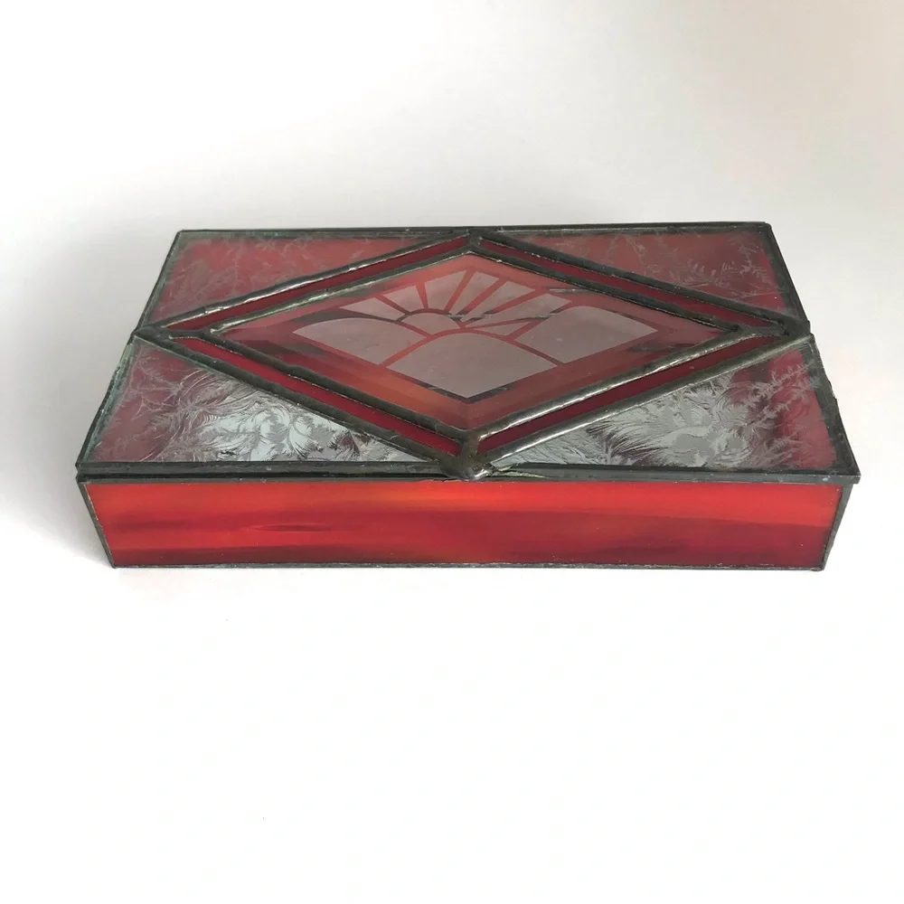 Vintage Stained Glass Jewelry Box